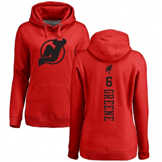 NHL Women's Adidas New Jersey Devils 6 Andy Greene Red One Color Backer Pullover Hoodie