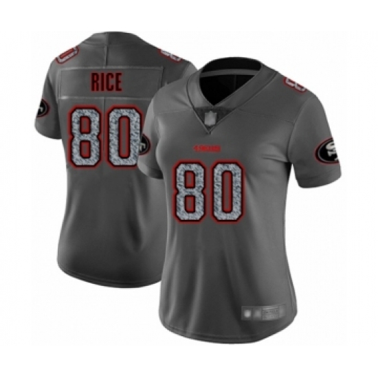 Women's San Francisco 49ers 80 Jerry Rice Limited Gray Static Fashion Football Jersey