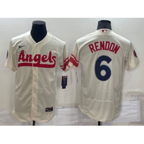 Men's Los Angeles Angels 6 Anthony Rendon Cream 2022 City Connect Flex Base Stitched Jersey