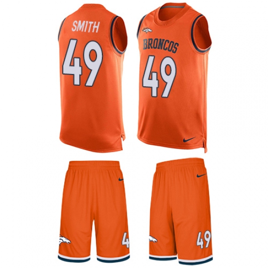 Men's Nike Denver Broncos 49 Dennis Smith Limited Orange Tank Top Suit NFL Jersey