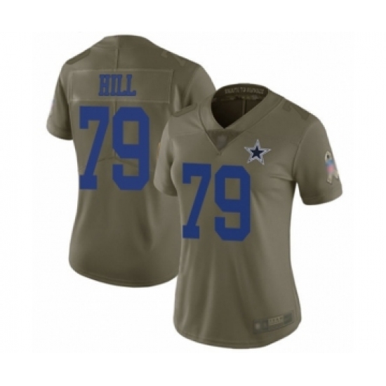 Women's Dallas Cowboys 79 Trysten Hill Limited Olive 2017 Salute to Service Football Jersey