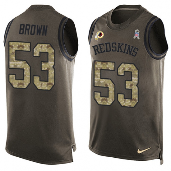 Men's Nike Washington Redskins 53 Zach Brown Limited Green Salute to Service Tank Top NFL Jersey