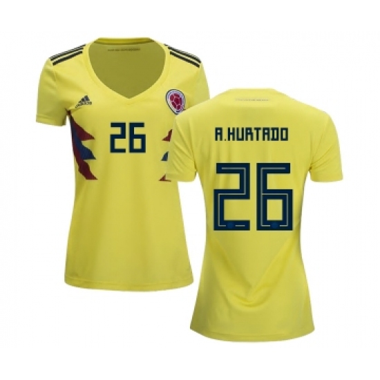 Women's Colombia 26 A.Hurtado Home Soccer Country Jersey