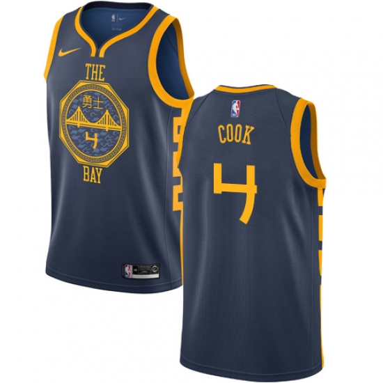 Women's Nike Golden State Warriors 4 Quinn Cook Swingman Navy Blue NBA Jersey - City Edition