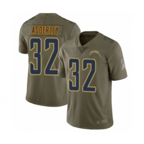 Men's Los Angeles Chargers 32 Nasir Adderley Limited Olive 2017 Salute to Service Football Jersey