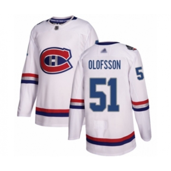 Youth Montreal Canadiens 51 Gustav Olofsson Authentic White 2017 100 Classic Hockey Jersey