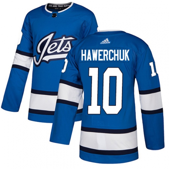 Men's Adidas Winnipeg Jets 10 Dale Hawerchuk Authentic Blue Alternate NHL Jersey