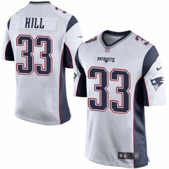 Men's Nike New England Patriots 33 Jeremy Hill Game White NFL Jersey