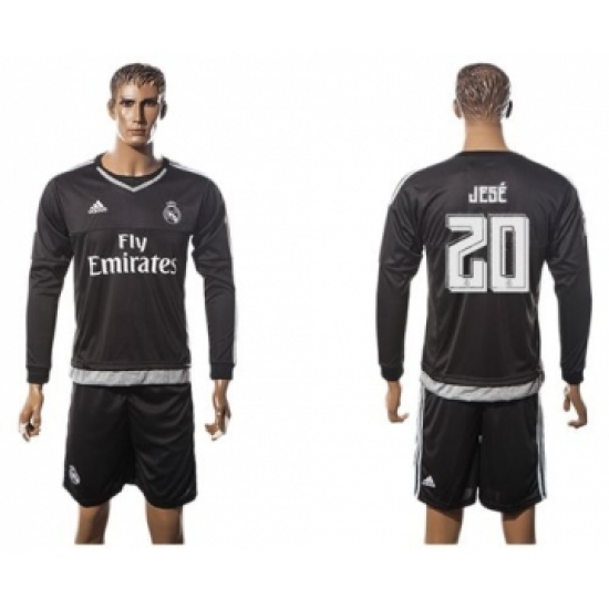 Real Madrid 20 Jese Black Long Sleeves Soccer Club Jersey
