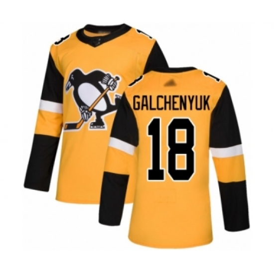 Men's Pittsburgh Penguins 18 Alex Galchenyuk Premier Gold Alternate Hockey Jersey