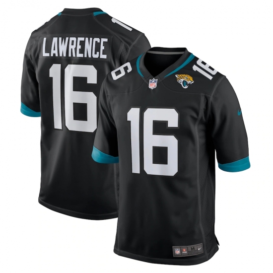 Men's Jacksonville Jaguars 16 Trevor Lawrence Black Nike Teal 2021 NFL Draft First Round Pick Game Jersey