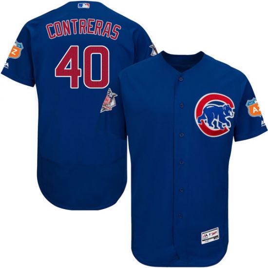 Men's Majestic Chicago Cubs 40 Willson Contreras Royal Blue Alternate Flexbase Authentic Collection MLB Jersey
