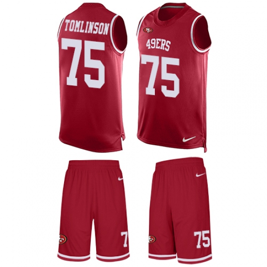 Men's Nike San Francisco 49ers 75 Laken Tomlinson Limited Red Tank Top Suit NFL Jersey