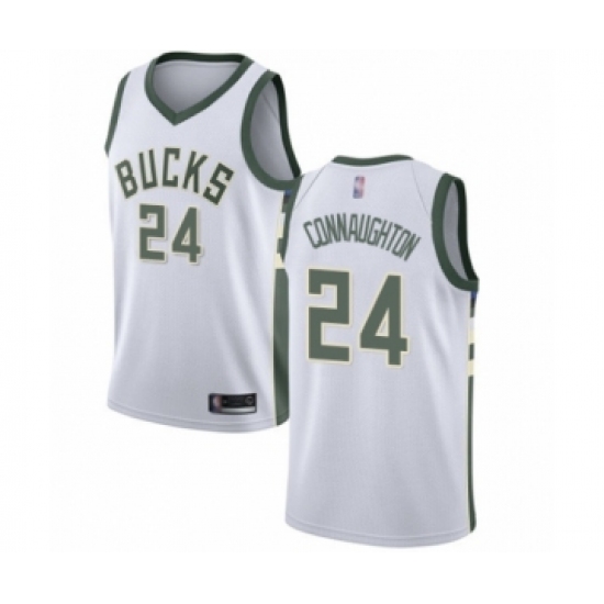 Men's Milwaukee Bucks 24 Pat Connaughton Authentic White Basketball Jersey - Association Edition