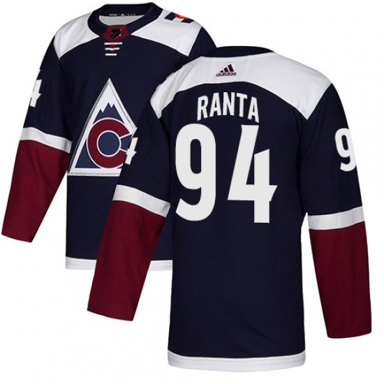 Men's Adidas Colorado Avalanche 94 Sampo Ranta Authentic Navy Blue Alternate NHL Jersey