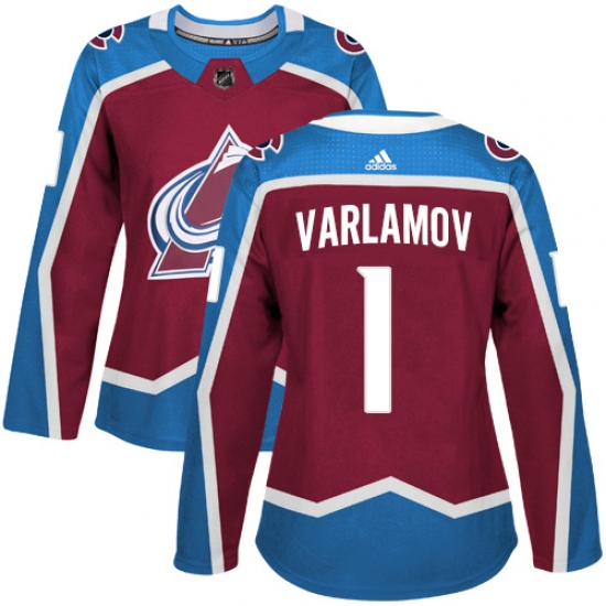 Women's Adidas Colorado Avalanche 1 Semyon Varlamov Premier Burgundy Red Home NHL Jersey