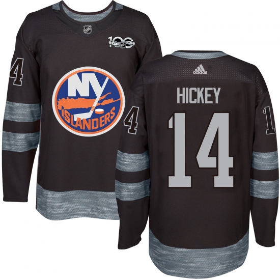 Men's Adidas New York Islanders 14 Thomas Hickey Authentic Black 1917-2017 100th Anniversary NHL Jersey