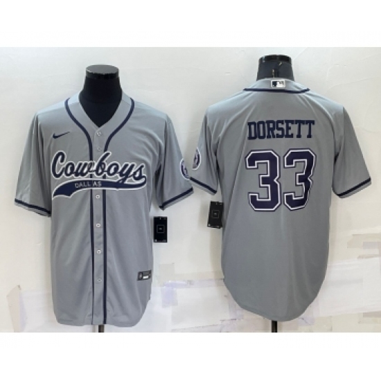 Men's Dallas Cowboys 33 Tony Dorsett Grey Stitched Cool Base Nike Baseball Jersey