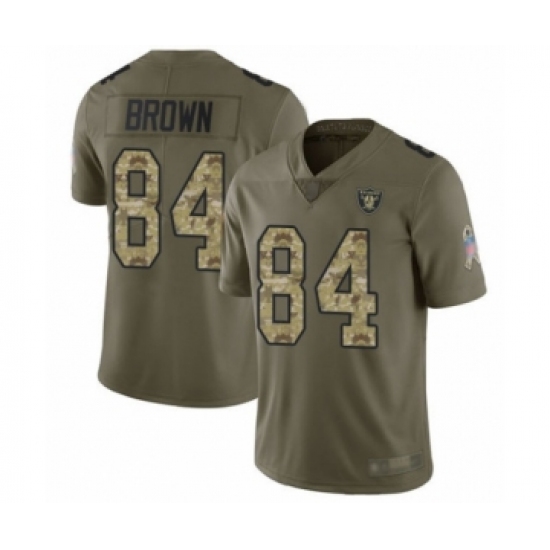 Youth Oakland Raiders 84 Antonio Brown Limited Olive Camo 2017 Salute to Service Football Jersey