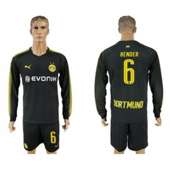 Dortmund 6 Bender Away Long Sleeves Soccer Club Jersey