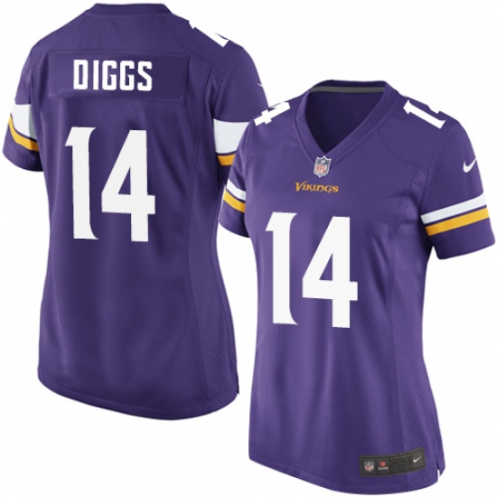 Women's Nike Minnesota Vikings 14 Stefon Diggs Game Purple Team Color NFL Jersey