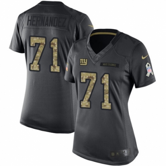 Women's Nike New York Giants 71 Will Hernandez Limited Black 2016 Salute to Service NFL Jersey