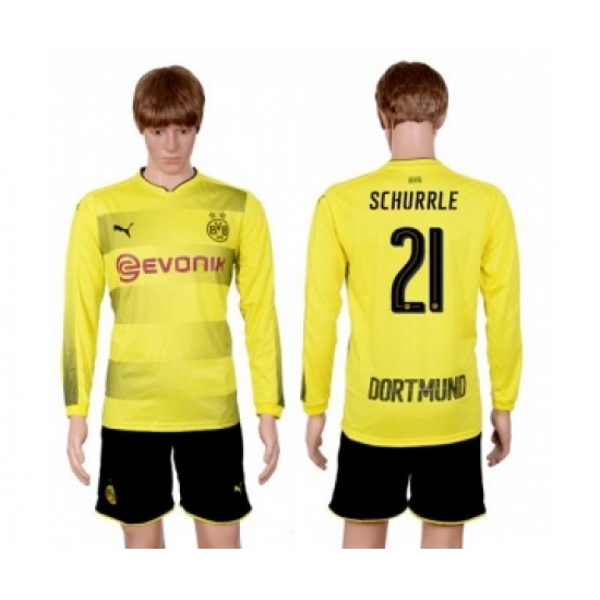 Dortmund 21 Schurrle Home Long Sleeves Soccer Club Jersey