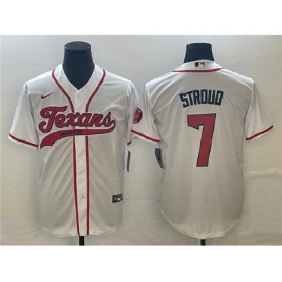 Men's Houston Texans 7 C.J. Stroud White Cool Base Stitched Baseball Jersey