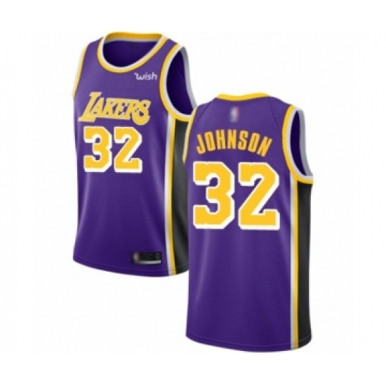 Men's Los Angeles Lakers 32 Magic Johnson Authentic Purple Basketball Jerseys - Icon Edition