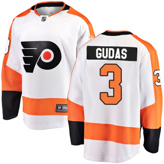 Men's Philadelphia Flyers 3 Radko Gudas Fanatics Branded White Away Breakaway NHL Jersey