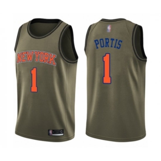 Youth New York Knicks 1 Bobby Portis Swingman Green Salute to Service Basketball Jersey