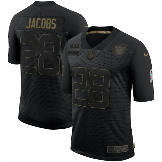 Men's Oakland Raiders 28 Josh Jacobs Black Nike 2020 Salute To Service Limited Jersey