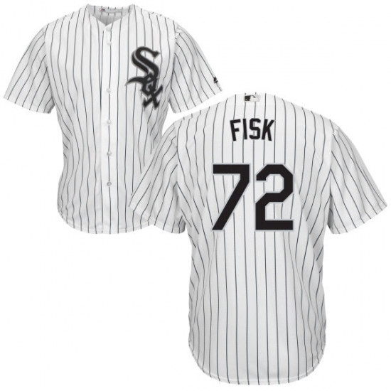 Men's Majestic Chicago White Sox 72 Carlton Fisk White Home Flex Base Authentic Collection MLB Jersey