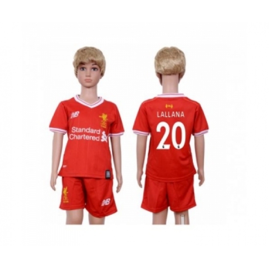 Liverpool 20 Lallana Red Home Kid Soccer Club Jersey