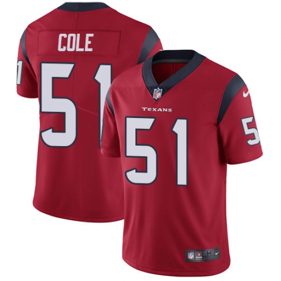 Men's Nike Houston Texans 51 Dylan Cole Red Alternate Vapor Untouchable Limited Player NFL Jersey