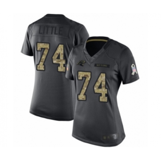 Women's Carolina Panthers 74 Greg Little Limited Black 2016 Salute to Service Football Jersey