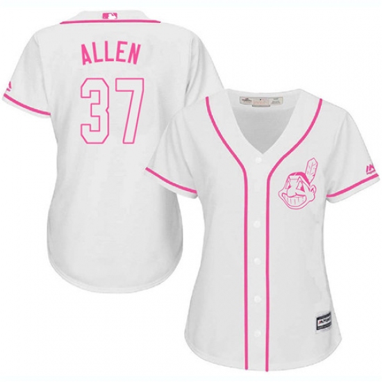 Women's Majestic Cleveland Indians 37 Cody Allen Authentic White Fashion Cool Base MLB Jersey