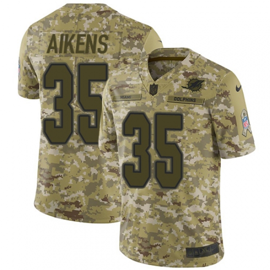 Men's Nike Miami Dolphins 35 Walt Aikens Limited Camo 2018 Salute to Service NFL Jersey