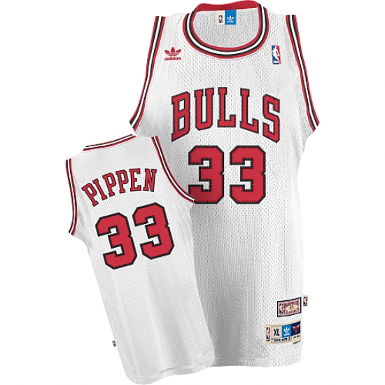 Men's Adidas Chicago Bulls 33 Scottie Pippen Swingman White Throwback NBA Jersey