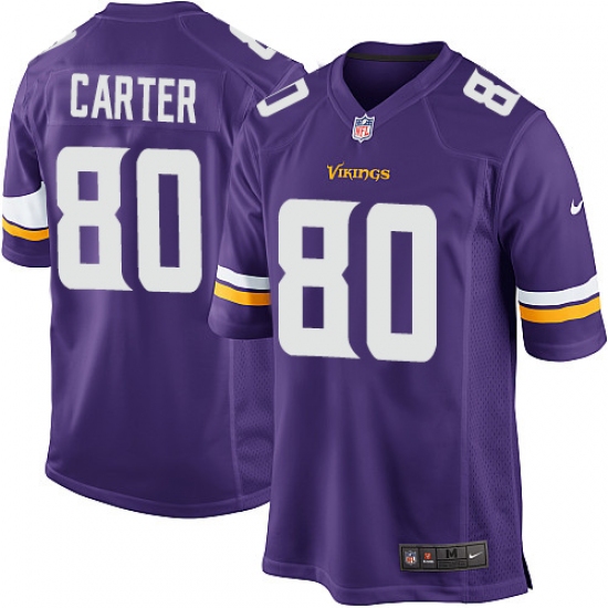 Men's Nike Minnesota Vikings 80 Cris Carter Game Purple Team Color NFL Jersey
