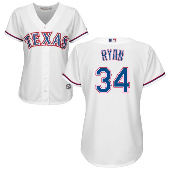 Women's Majestic Texas Rangers 34 Nolan Ryan Replica White Home Cool Base MLB Jersey