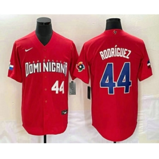 Men's Dominican Republic Baseball 44 Julio Rodriguez Number 2023 Red World Classic Stitched Jerseys