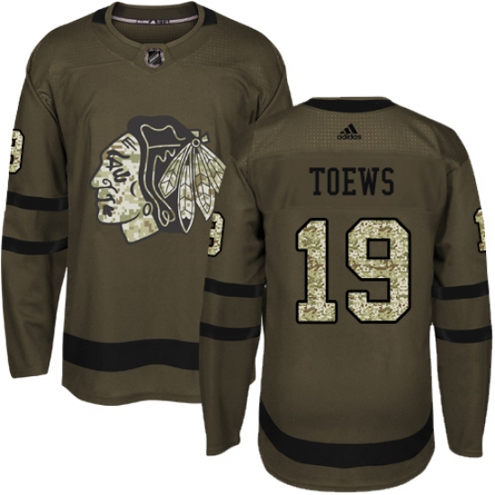Youth Reebok Chicago Blackhawks 19 Jonathan Toews Authentic Green Salute to Service NHL Jersey