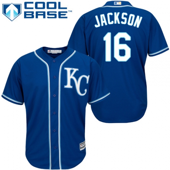 Men's Majestic Kansas City Royals 16 Bo Jackson Replica Blue Alternate 2 Cool Base MLB Jersey