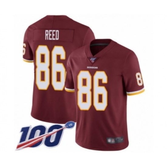 Men's Washington Redskins 86 Jordan Reed Burgundy Red Team Color Vapor Untouchable Limited Player 100th Season Football Jersey