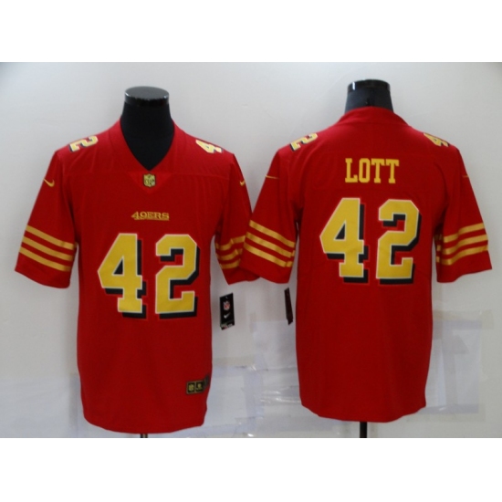Men's San Francisco 49ers 42 Ronnie Lott Red Gold Untouchable Limited Jersey