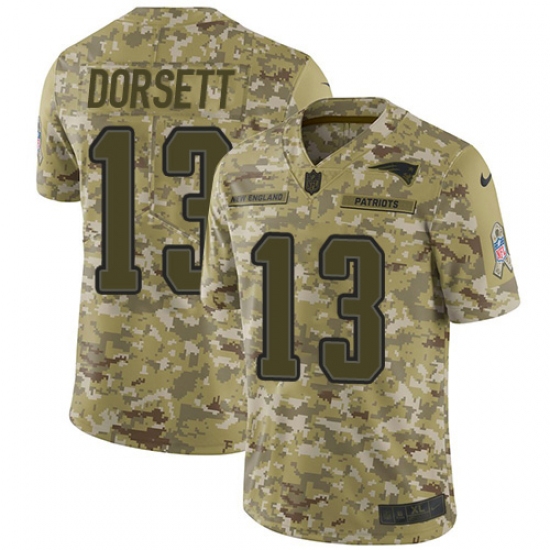 Youth Nike New England Patriots 13 Phillip Dorsett Limited Camo 2018 Salute to Service NFL Jersey