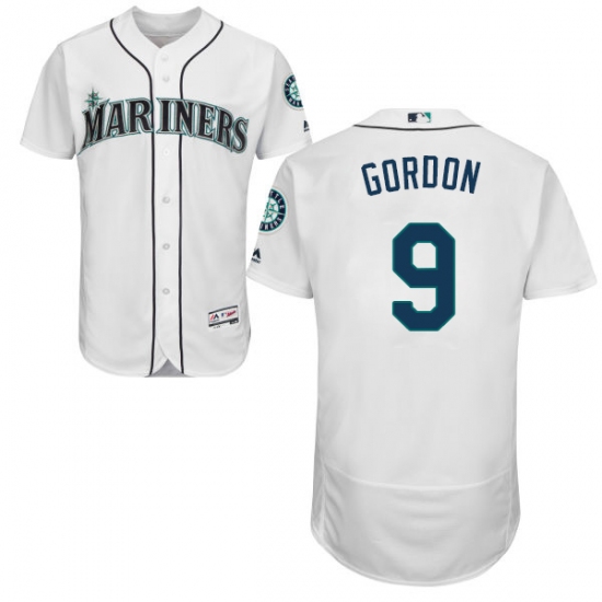 Men's Majestic Seattle Mariners 9 Dee Gordon White Home Flex Base Authentic Collection MLB Jersey