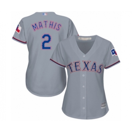 Women's Texas Rangers 2 Jeff Mathis Authentic Grey Road Cool Base Baseball Player Jersey