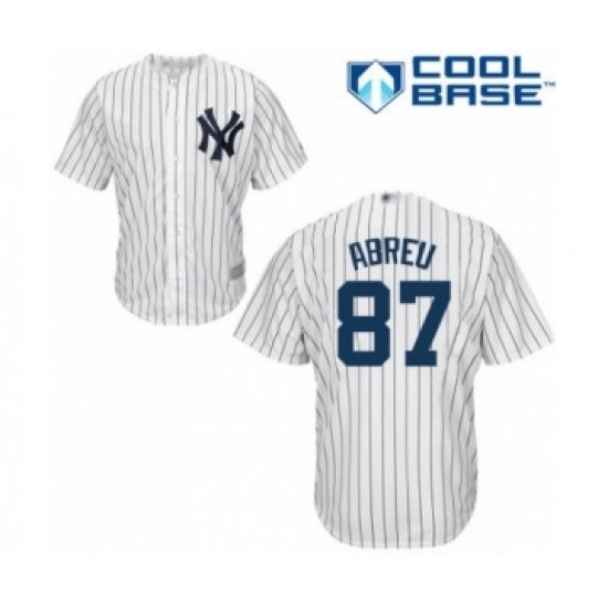 Youth New York Yankees 87 Albert Abreu Authentic White Home Baseball Player Jersey
